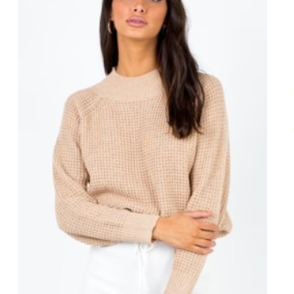 Princess Polly Sweaters - Princess Polly The Benito Jumper Beige - XS/S / Beige